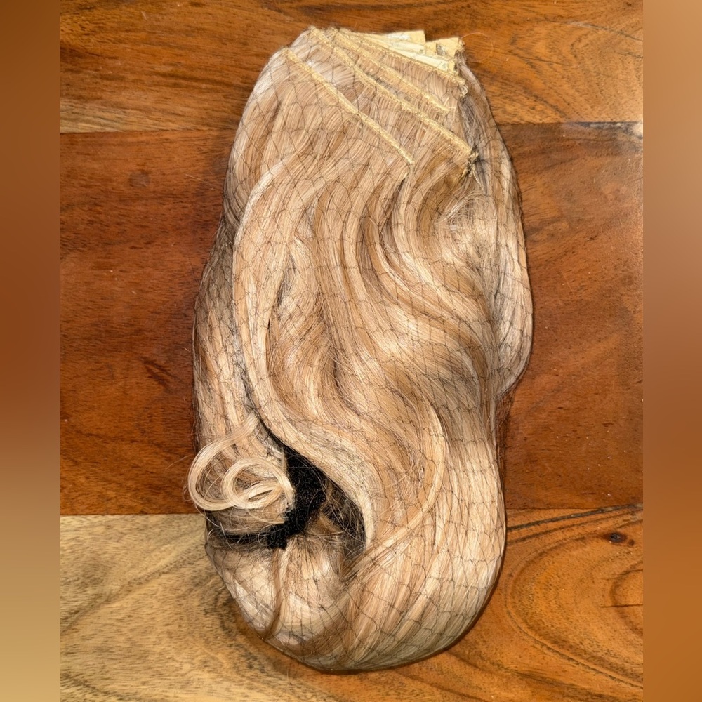 Blonde with strawberry highlights clip in hair extensions